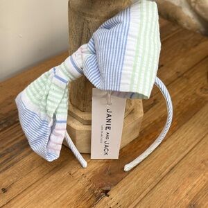 NWT Janie and Jack Pastel Seersucker Bow Headband